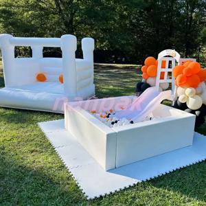 흰색 소프트 플레이 볼풀 슬라이드 놀이터 소프트 플레이 장비 볼풀 및 슬라이드 (어린이 파티 대여 사업용)