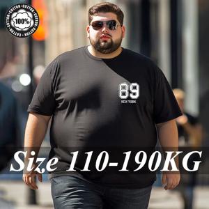 남성 티셔츠 플러스 사이즈 110-190kg 5XL 6XL 7XL 블랙 프린트 티셔츠 라운드넥 반팔 오버사이즈 탑 빅사이즈 여름 남성 의류