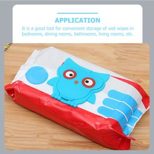 2개입 물티슈 뚜껑 미니 만화 부엉이 디자인 방진 내구성 PP 소재 쉽게 열고 닫는 물티슈 커버 액세서리