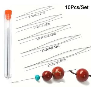 오픈 니들 10개들이 한 상자, 각 사이즈 2개씩, 비즈 니들, DIY 수제 비즈 공예 도구, 쥬얼리 액세서리