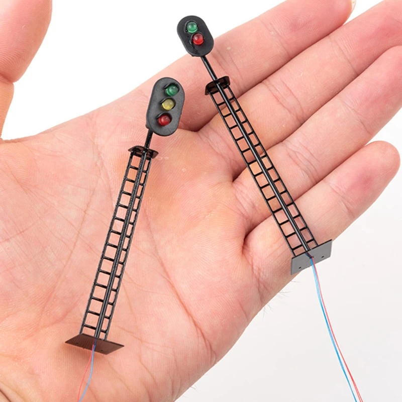 1:87 철도 기차 신호등 교통 램프 어린이 인형 집 미니어처 빌딩 모델 샌드박스 놀이 3V