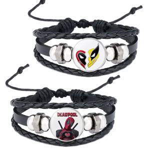 Deadpools Wolverines 직조 팔찌 흑인 남자 여자 가죽 팔찌 만화 쥬얼리 액세서리 Kawaii Kids Toys Christma Gift