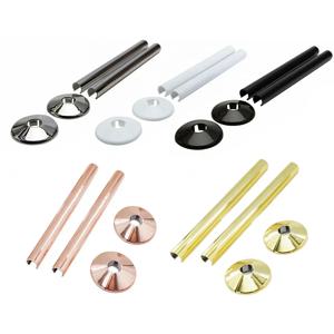 2pcs 파이프 라디에이터 파이프 커버 슬리브 15mm 칼라 컷 Fi 욕실 크롬 블랙 플라스틱 장식 커버 수도꼭지 액세서리