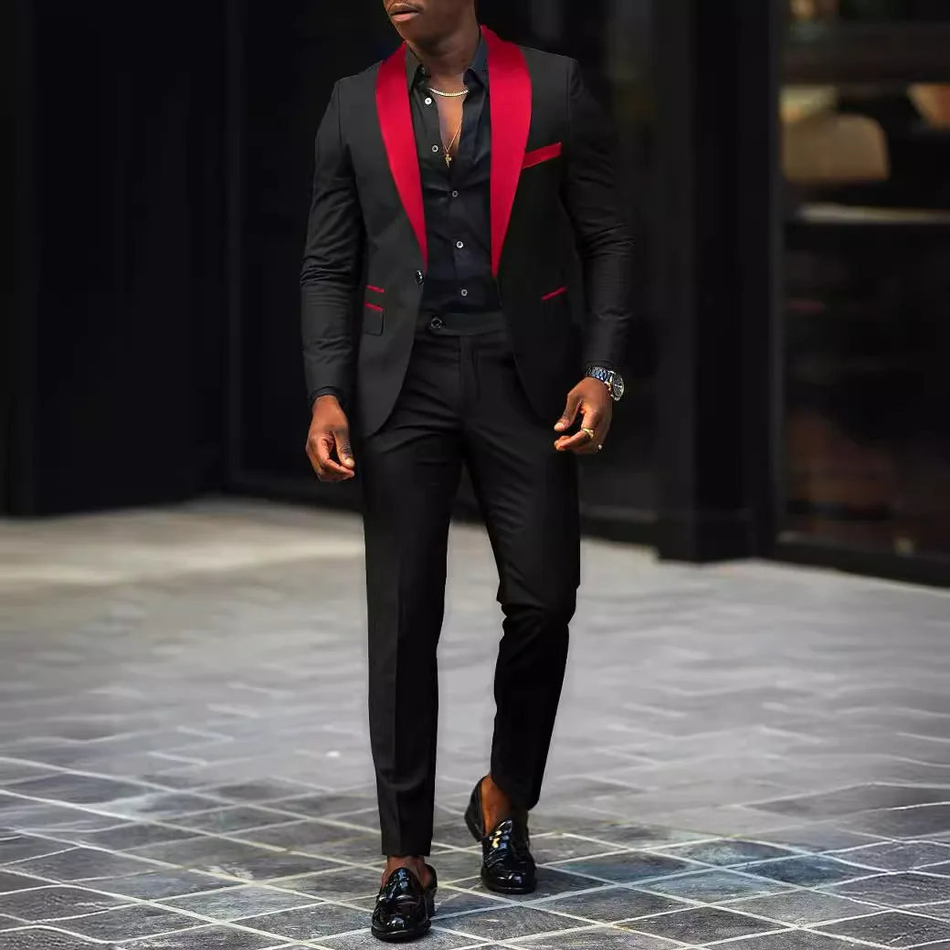 남성용 싱글 단추 세트 재킷 및 바지, 비즈니스 캐주얼 투피스, 편안하고 통기성, 슬림핏 측면 슬릿, 새로운 패션