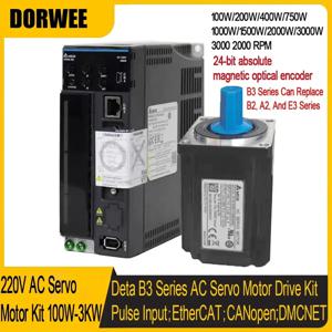 델타 B3 220V AC 서보 모터 드라이브 키트, 400W 750W 40 60 80 130 180mm, 플랜지 24 비트 앱솔루트 교체, B2 A2 E3 펄스 입력 이더캣