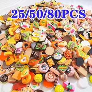 25/50/80Pcs 미니 음식 장난감 인형 집 주방 게임 파티 액세서리에 대 한 놀이 미니어처 음식 척 미니 놀이 수지 음식 장난감