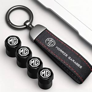 MG ZS 5 7 6 사이버스터 MG4 EV ES5 HS ONE GT GS MG3 EZS 3SW 용 자동차 타이어 휠 밸브 캡 커버 스웨이드 자동차 키 체인 링 키홀더