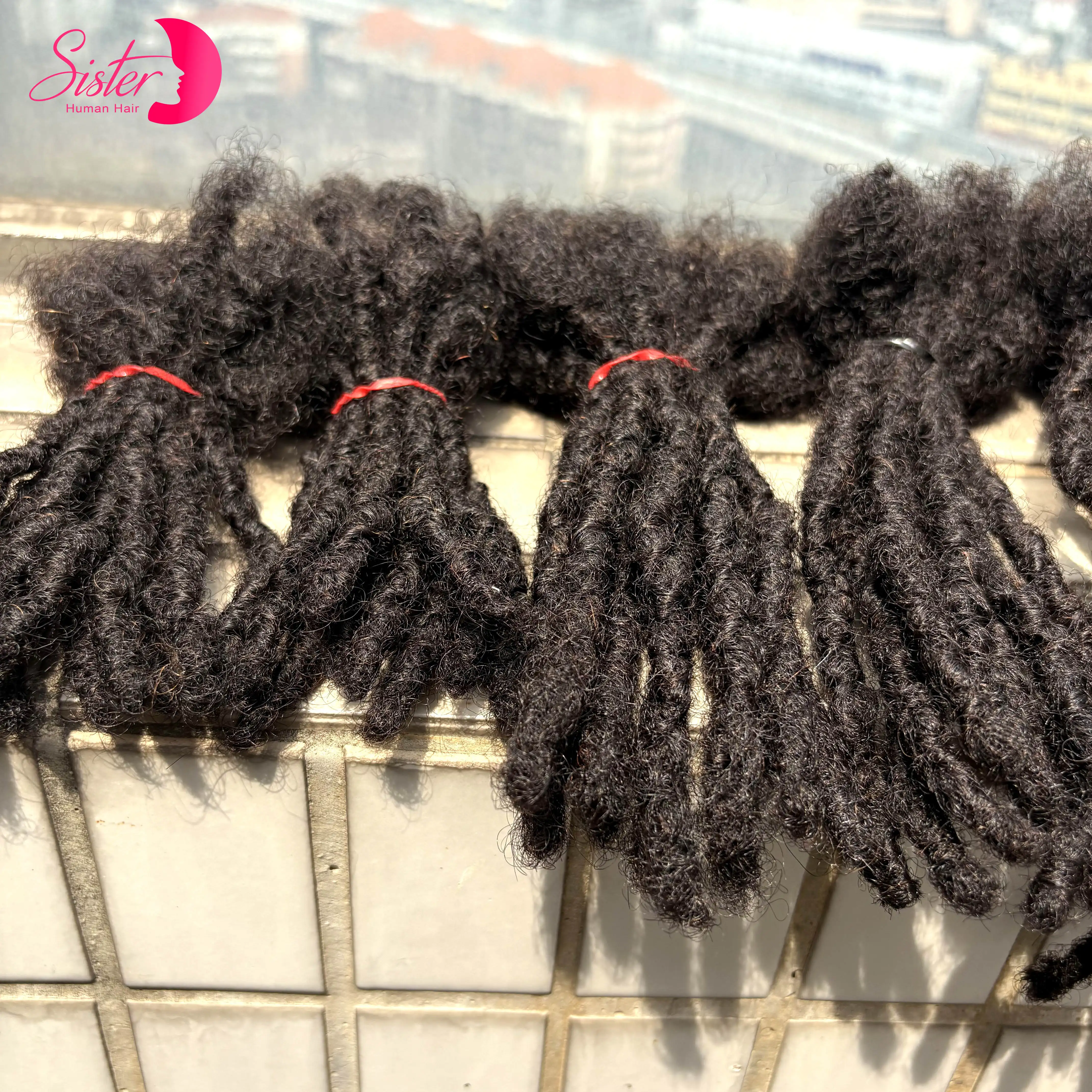 4-8인치 100% 인모 인터락 붙임머리 0.6cm 폭 풀핸드메이드 드레드락 붙임머리 (남녀노소 염색 가능)