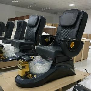 고급 블랙 PU 가죽 페디큐어 의자 4세트 마사지 뷰티샵 무배수 페디큐어 의자 살롱 뷰티 가구