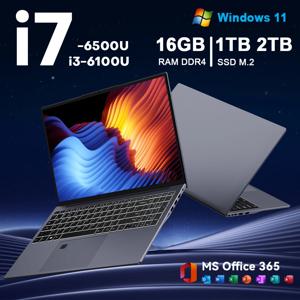 15.6인치 IPS 노트북 컴퓨터 인텔 코어 i7 6500U i3 6100U 윈도우11 백라이트 키보드 지문인식 PC 16GB 램 1TB SSD 노트북 게이밍 PC