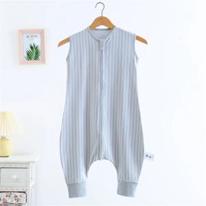 여름 얇은 조끼 어린이 침낭 홈 격자 무늬 면화 줄무늬 분할 다리 침낭