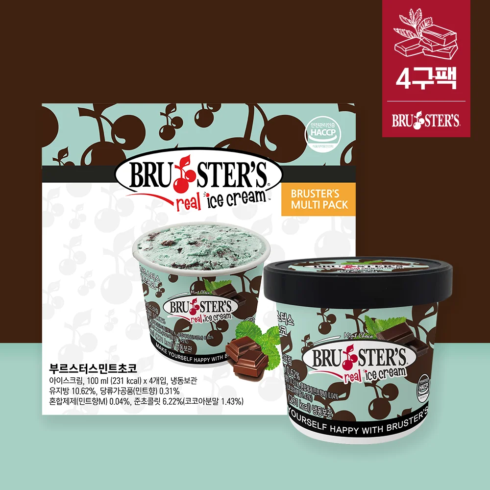 [브루스터스] 미국 프리미엄 아이스크림 민트초코 4구팩 (100ml*4)