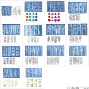 124A 예술적 3D 네일 디자인 프로젝트를위한 유연한 실리콘 조각 꽃 네일 몰드