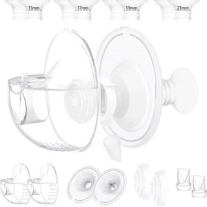 맘코지 M5 유축기 교체 부품, 컬렉션 컵 및 15/17/19/21mm 8개 플랜지 인서트와 호환되는 두 세트