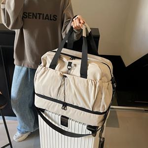 대용량 여성 여행 가방 나일론 독립 신발 창고 여행 토트 방수 방수 여성 피트니스 요가 가방