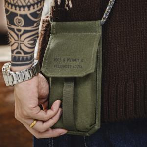 Maden 남성용 빈티지 M-16 밀리터리 그린 미니 백 크로스바디 백 캐주얼 폰 백 탈부착 가능한 동전 지갑 남녀 공용