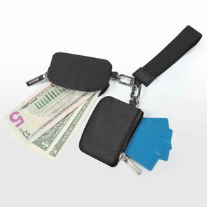 키체인 지갑 - 탈부착 가능한 이중 파우치가 있는 미니 지퍼 손목 지갑 - 여성과 남성을 위한 이상적인 휴대용 동전 지갑