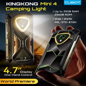 미니 러기드 스마트폰 안드로이드 15 Cubot KingKong MINI 4, 4.7인치 미니 스크린, 90Hz, 4700mAh 배터리, 최대 20GB RAM(8+12GB), 256GB ROM, 미니폰, NFC, 48MP 카메라, IP68 및 IP69K 및 MIL-STD-810H 인증, 캠핑 랜턴, 4G mini smartphone android, GPS