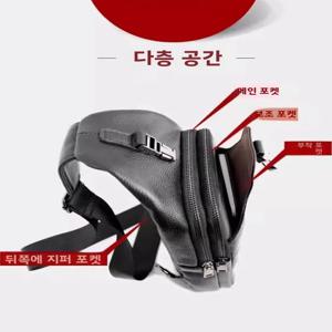 클린 노크 천연 가죽 체스트 백 남성용 싱글 숄더 백 최상급 소가죽 소형 백팩 캐주얼 스타일 지퍼 클로저