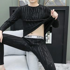 고급형 2025 신상 남성용 겨울 벨벳 두꺼운 내복 방한 수트 수면복 파자마 세트