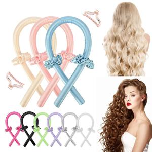 4개입 무열 컬링 롯드 헤어 롤러 실크 컬링 리본 스타일링 도구 (자연스러운 컬 헤어 케어 액세서리)