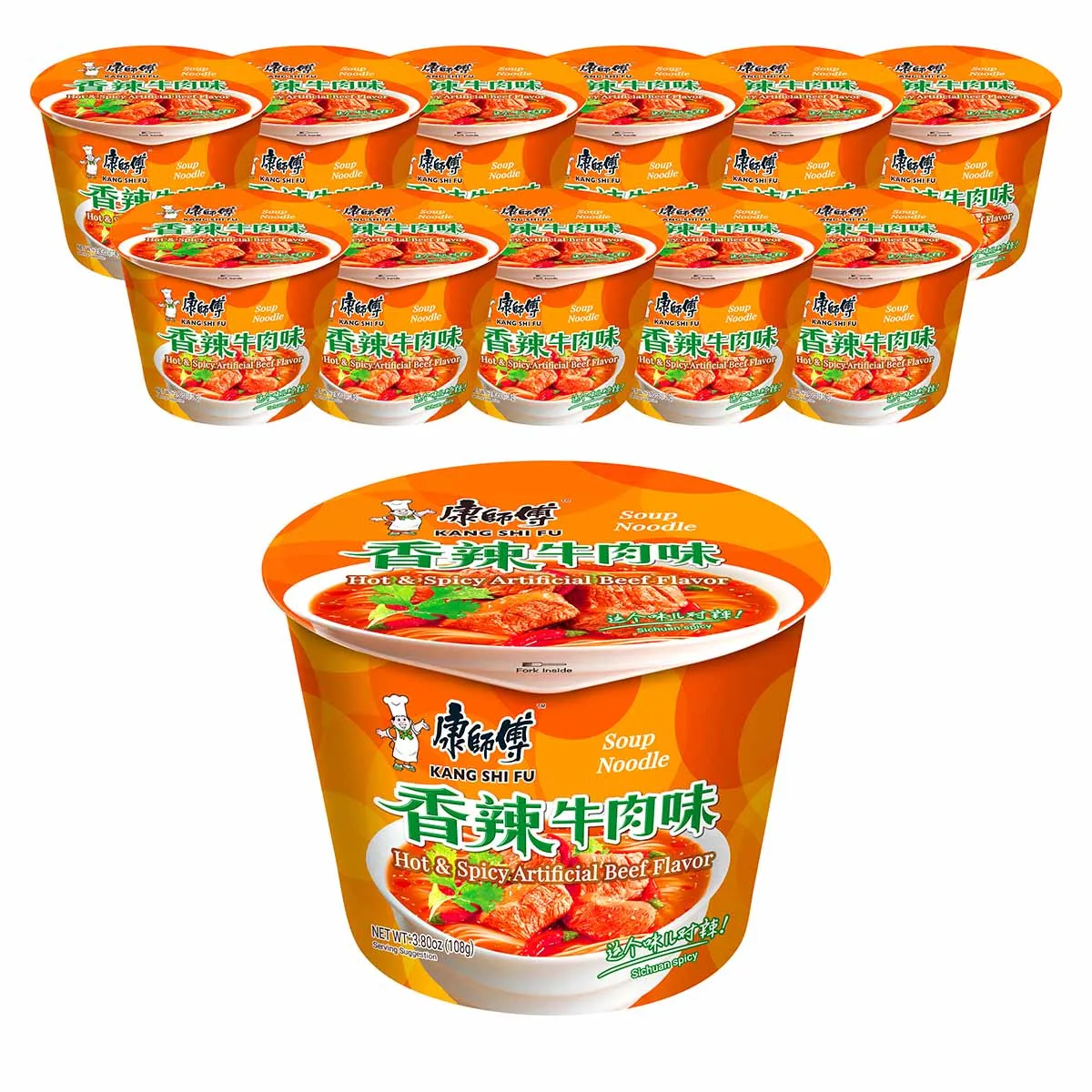 [공식수입인증정품] 캉스푸 향라우육향 중국식품 컵라면 108g, 12개, 1박스