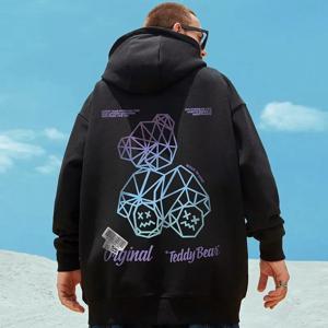 남성용 M-8XL 오버사이즈 후드, 아메리칸 풀오버, 맨투맨 만화 기하학 곰 프린트, 오버사이즈 스웨터, 긴팔 셔츠