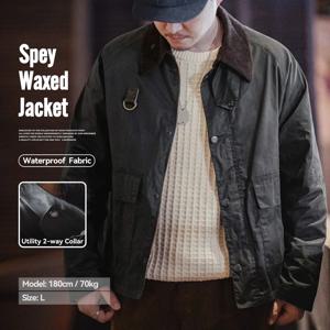Maden Vintage Spey 왁스 낚시 재킷 남성용 가을 클래식 Overcaot 용 포켓 코트가있는 야외 코듀로이 칼라