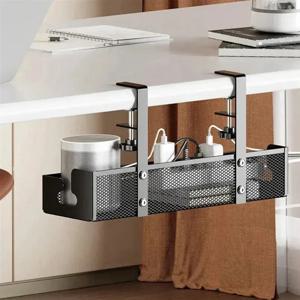 책상 아래 케이블 정리 트레이 1개, 드릴 필요 없는 스틸 책상 케이블 정리함, 와이어 관리 트레이 케이블 정리 랙