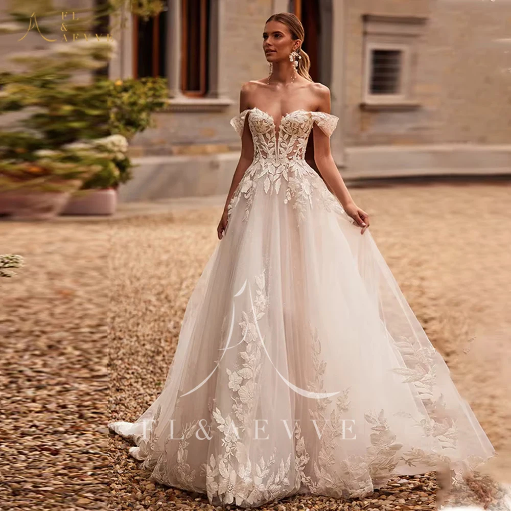 FL&AEVVE 오프 숄더 웨딩 드레스 아플리케 신부 가운 맞춤형 공식 파티 가운 vestidos de novia