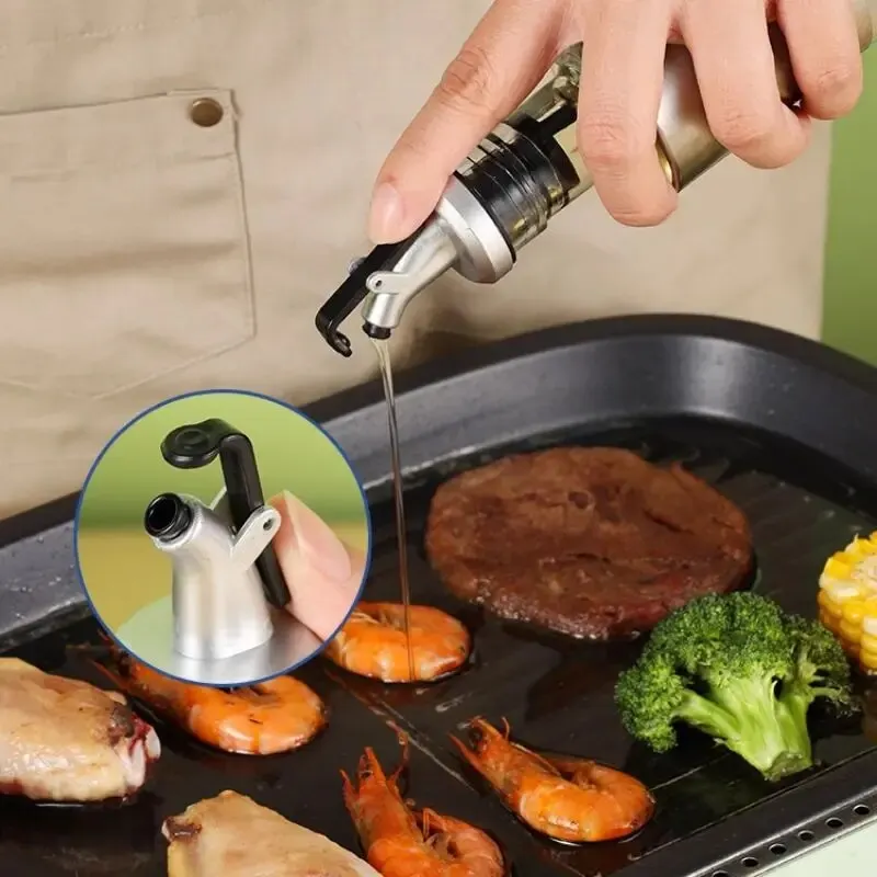 3pcs 실버 가정용 주방 양념 병 간장 식초 병 입 스토퍼 기름 누설 없음