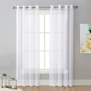 솔리드 컬러 펀치 홀 반암막 커튼, 거실 베이 윈도우 및 발코니 장식용 윈도우 시어