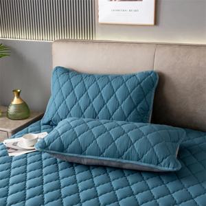 브러시드 코튼 패딩 방수 베개 커버 - 단품 / 2피스 세트 부드럽고 통기성 있는 침실용 베개 커버