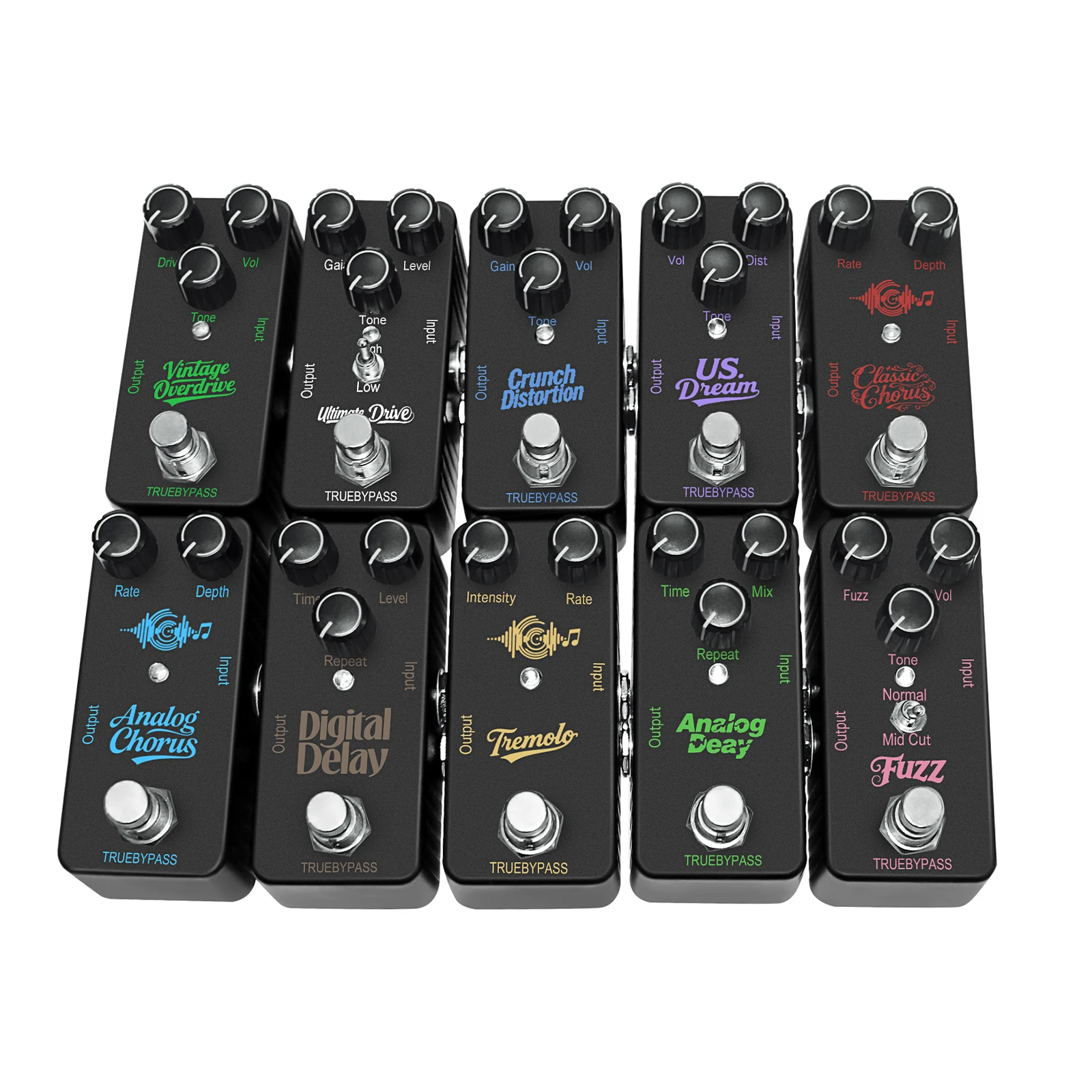 일렉트릭 기타 이펙트 페달 미니 싱글 타입 크런치 디스토션 클래식 코러스 딜레이 디지털 딜레이