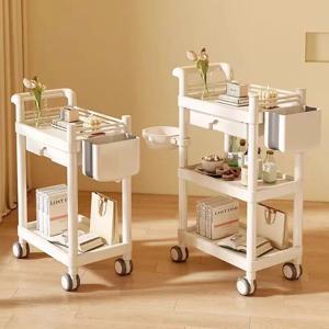 전문 미용실 카트 트롤리 도구 보관 랙 이동식 선반 부항기 스탠드 소형 버블 장비 정리함