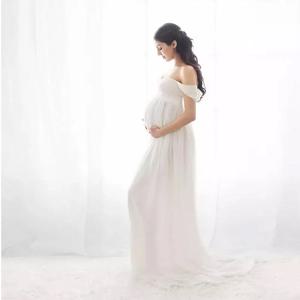 출산 레이스 원피스 섹시 가운 오프 숄더 긴 임신 원피스 사진 촬영 여성 멋진 의류, 사진 촬영용 슬릿 원피스