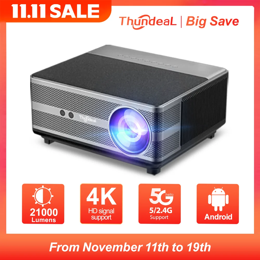 ThundeaL-풀 HD 1080P 프로젝터 TD98, 와이파이 LED 2K 4K 비디오 영화 스마트 TD98W 안드로이드 프로젝터 PK DLP 홈 시어터 시네마 비머 무선 미러링 HD급 고해상도 LED 빔프로젝터 가정용 캠핑용 가성비 TD98W 3D 스마트 프로젝터 빔프로젝터 빔프로젝트 빔프로젝터 4k 안드로이드 한국어 빔프로젝터 4k 한글지원 빔 프로젝터 4k 홈시어터