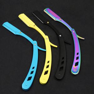 도구 헤어 면도기 및 블레이드 남성 면도 이발사 골동품 검정색 접이식 면도 칼 남여 제모 (블레이드 제외)