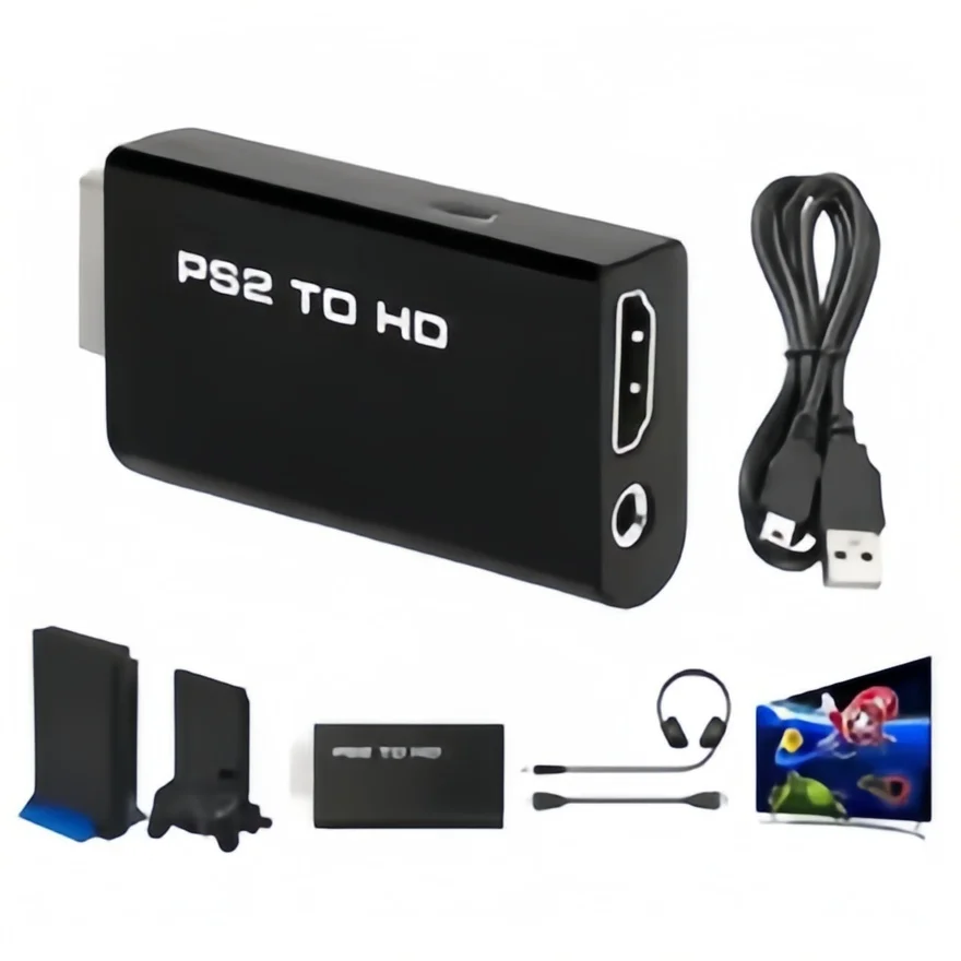 PS2 to HDMI 컨버터 - 1080P 풀 HD 어댑터, 3.5mm 오디오 출력 지원, 480i/480p/576i 및 모든 PS2 디스플레이 모드 지원