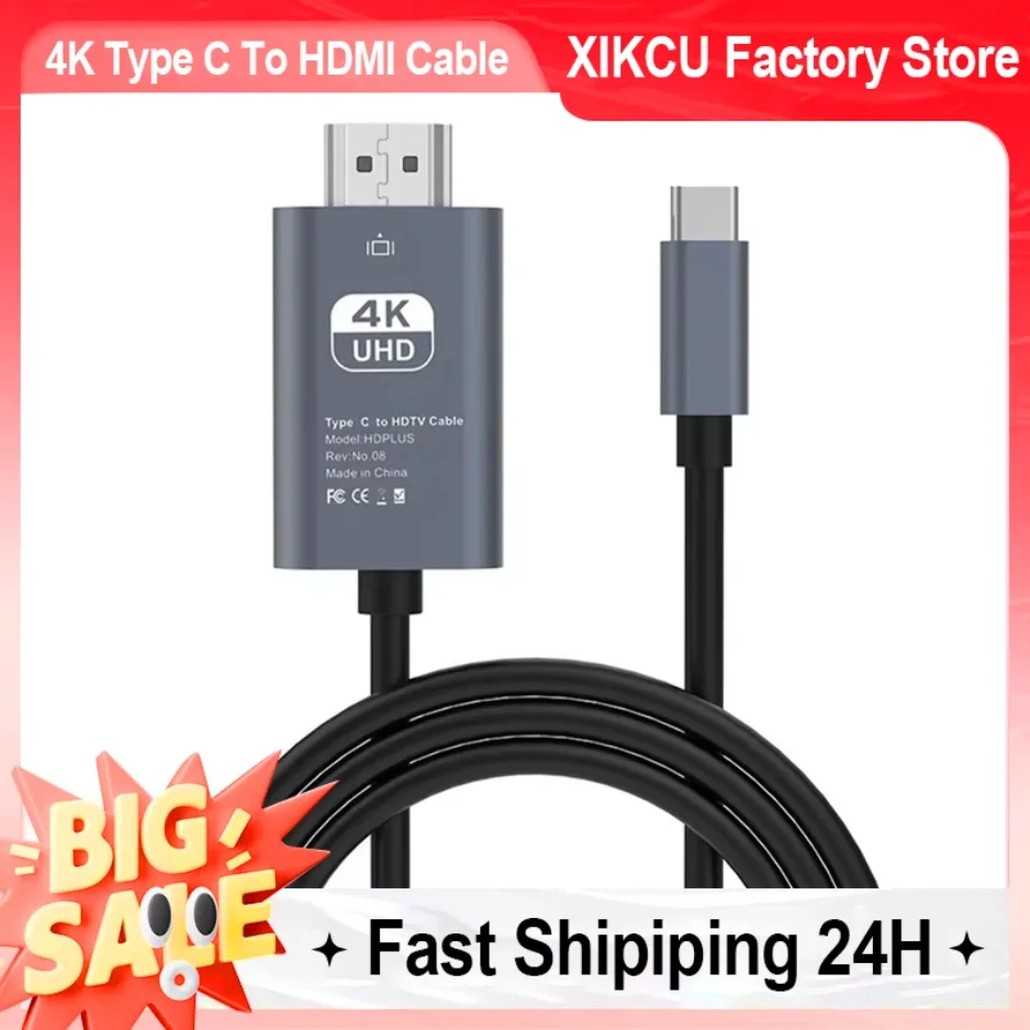 4K HDTV 어댑터 USB 타입 C 케이블 HD 비디오 디지털 컨버터 코드 미러 충전 맥북 안드로이드 폰에서 모니터 TV로