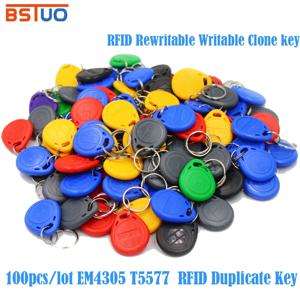 RFID 태그 키 링 카드 근접 토큰 배지 복제, EM4305 T5577 125kHz 복사 재기록 가능, 재기록 가능, 100 개/로트