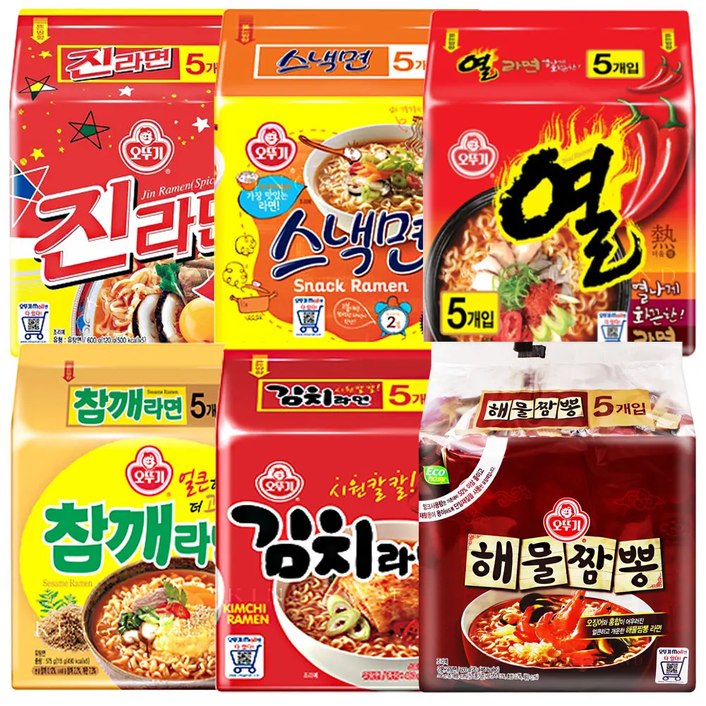 오뚜기 봉지라면 인기세트(진라면매운맛5개+스낵면5개+열라면5개+참깨라면4개+김치라면5개+해물짬뽕5개)