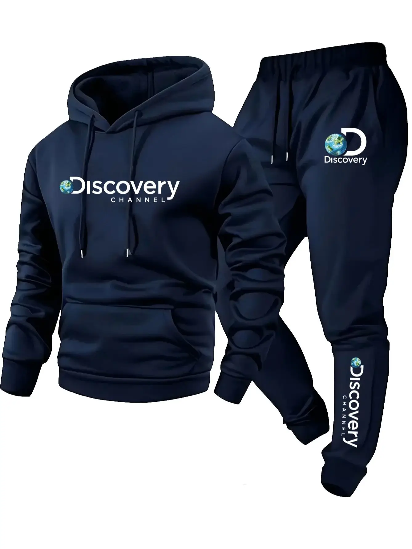디스커버리 2025 남성 겨울 신상 캐주얼 플리스 후드티+스웨트팬츠 편안하고 따뜻한 루즈핏 투피스 남녀공용 세트