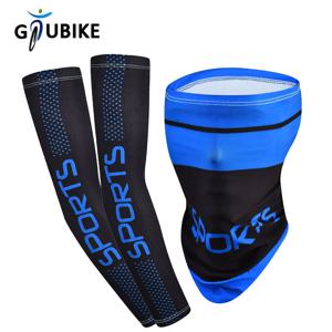 GTUBIKE 2Pcs 세트 여름 얼음 실크 사이클링 팔 슬리브 통기성 두건 마스크 조합 양복 탄성 차가운 UV 태양 보호