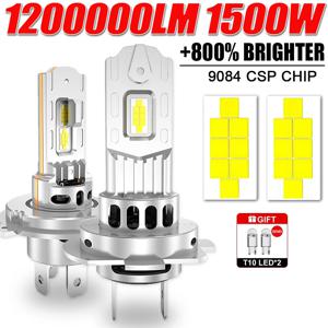 H7 LED 전구 H4 자동차 헤드라이트 CANBUS 1500W 고출력 자동차 조명 6500K 미니 무선 터보 팬 자동차 LED 헤드램프 12V