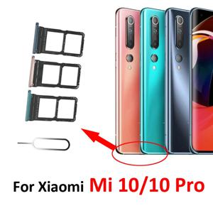 Xiaomi Mi 10 전화 용 새 Sim 칩 트레이 Nano SIM 마이크로 SD 카드 슬롯 홀더 어댑터 Mi 10 Pro 용 그레이 골드 그린