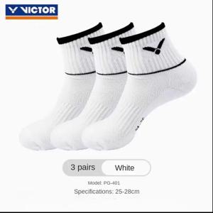 VICTOR 남녀공용 두꺼운 바닥 배드민턴 테니스 양말, 통기성 스포츠 양말, PG401C 프리 사이즈, 3 켤레