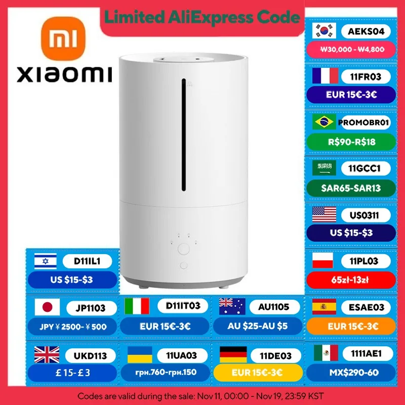 XIAOMI MIJIA 스마트 항균 가습기 2, 숨겨진 아로마 에센셜 오일 상자, 대형 룸용 4.5L 탱크, MI HOME APP 가습기용