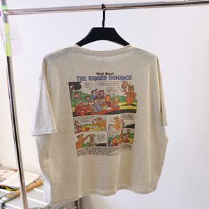 루즈핏 여성 반팔 티셔츠 동대문 봄 여름 신상 만화 곰 노화방지 플러스 사이즈 2300파운드 한국 스타일 면