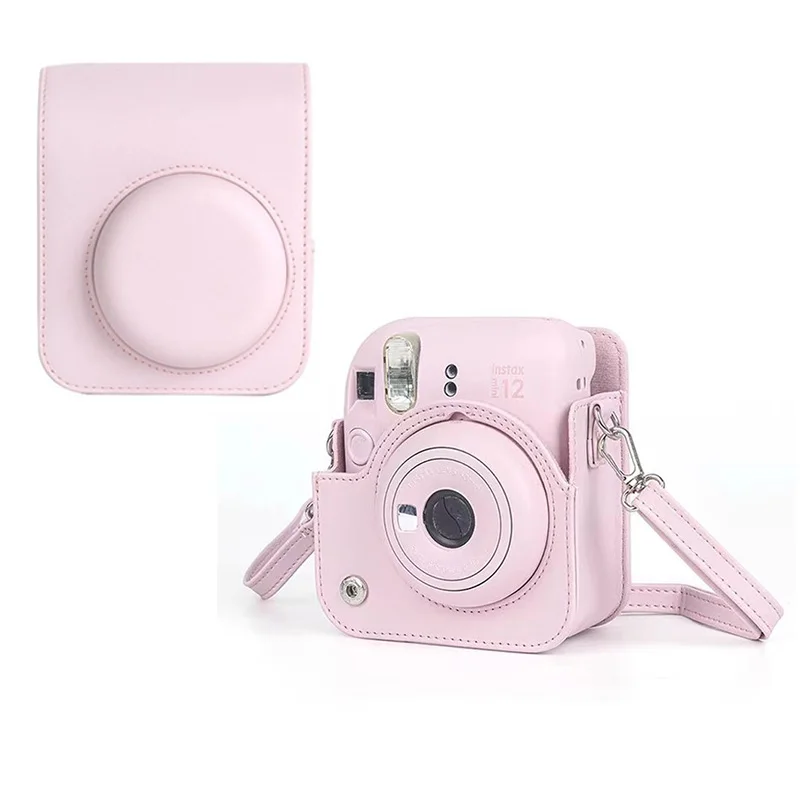 어깨 끈이있는 Instax Mini 12 카메라 용 PU 가죽 부드러운 보호 케이스 Fujifilm 필름 카메라 여행용 가방